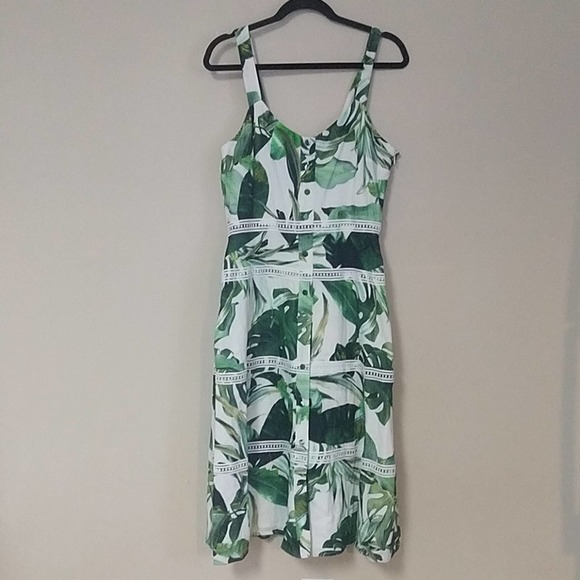 Gianni Bini Monica Palm Print A Line Midi Dress 4 - Picture 4 of 7